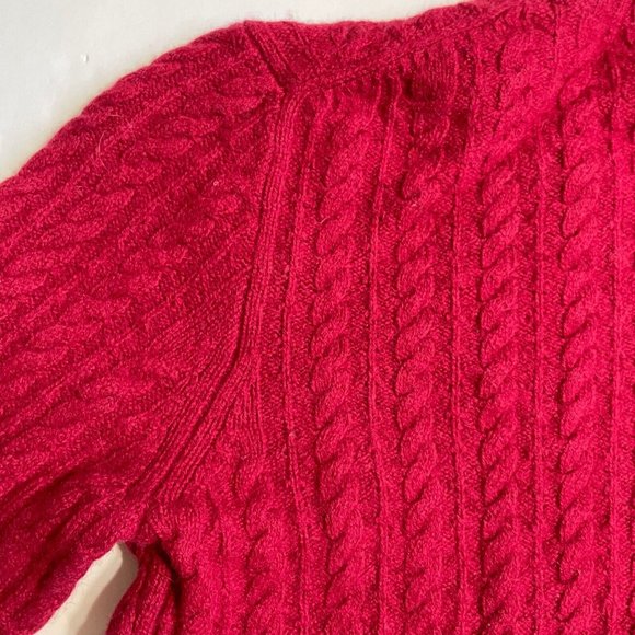 Wool Cashmere Cable Knit Sweater EUC M Women Angora Burgundy Viscose Red - Picture 13 of 16